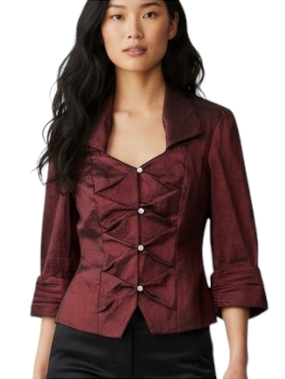Cachet Satin Ruby Red Rhinestone Evening Jacket NWOT Size 10